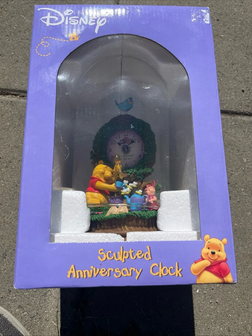Disney Winnie the Pooh and Piglet Celebratory Sculpted Clock - Purple/Yellow/Red